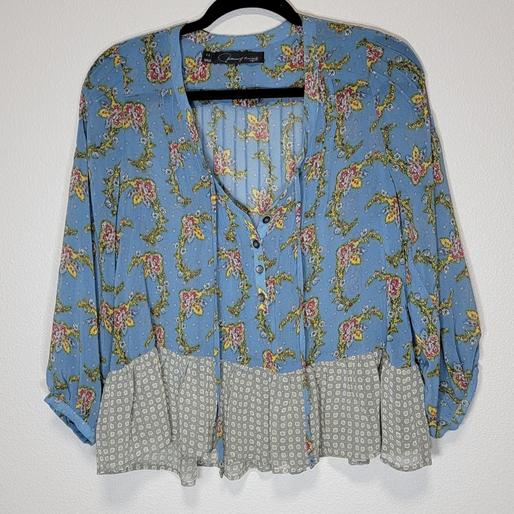 Patterson J. Kincaid pull over semi sheer blouse